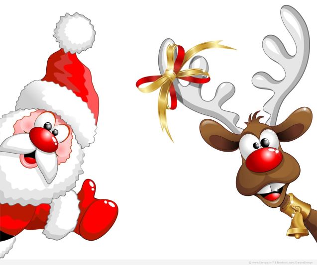 Santa-Claus-Deer-Cristmas-Vektor-Wallpaper